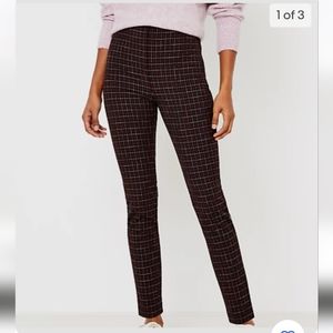 LOFT Tall High Waist Side Zip Plaid Skinny Leggings